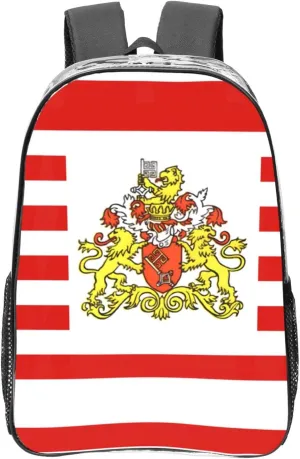 Flag Of The Senate Of Bremen Transparent Backpack-16-Inch Pvc Clear Backpack With Side Pockets,Black
