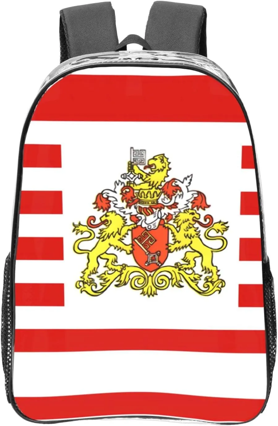 Flag Of The Senate Of Bremen Transparent Backpack-16-Inch Pvc Clear Backpack With Side Pockets,Black