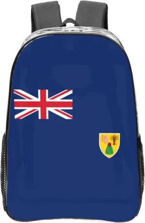 Flag Of The Turks And Caicos Islands Transparent Backpack-16-Inch Pvc Clear Backpack With Side Pockets,Black