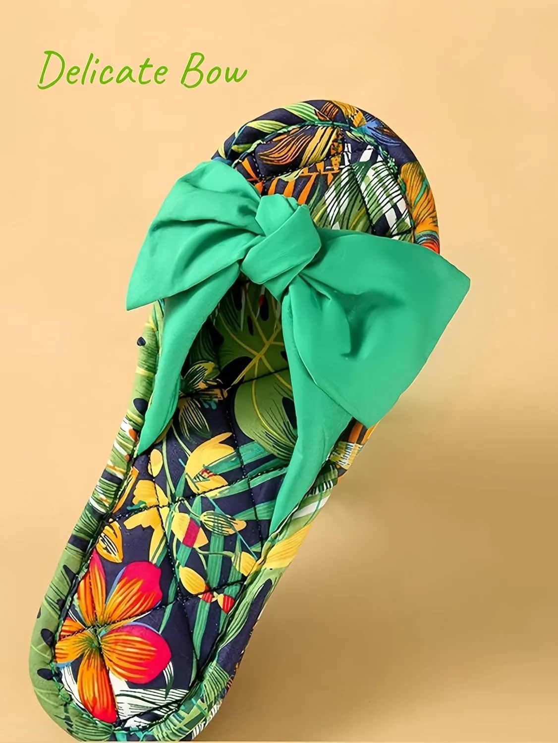 Floral Home Slippers Soft Indoor Open Toe Cotton linen Slippers Lightweight Foldable Travel Hotel Spa Slippers