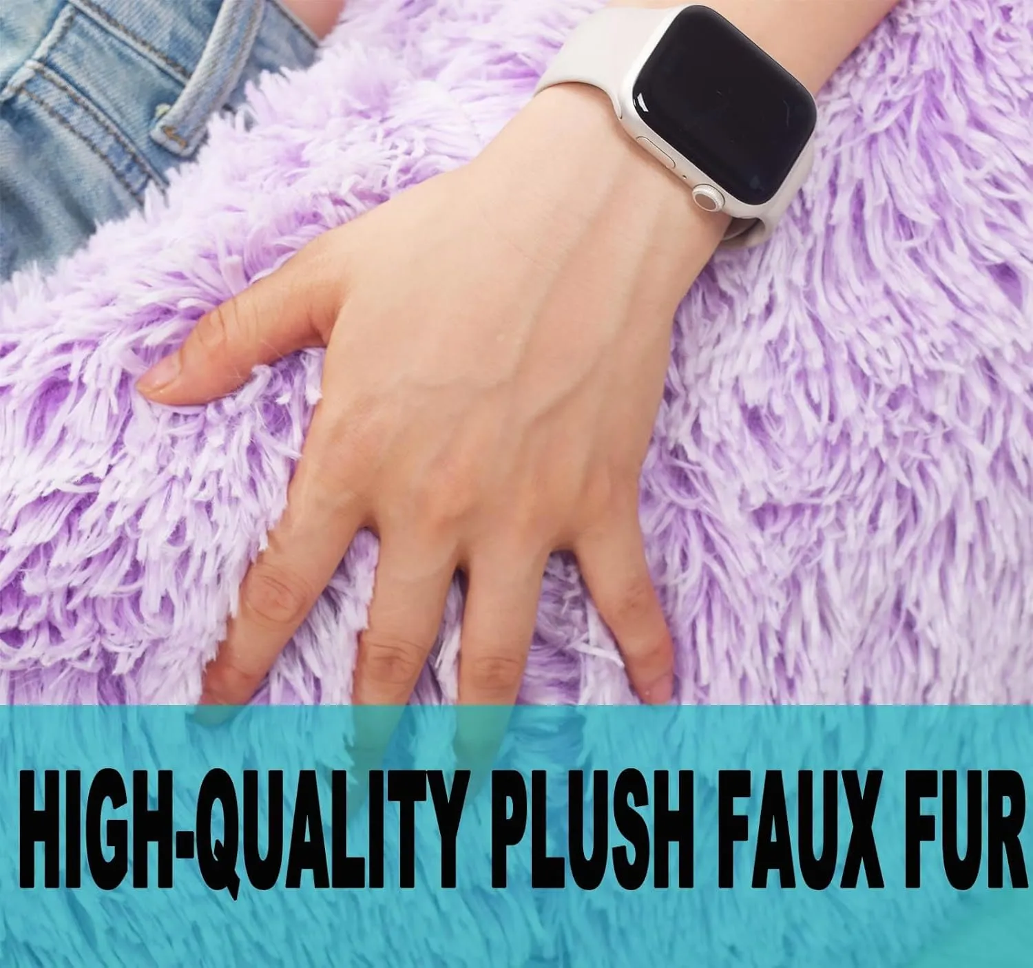 Fluffy Stuffed Animal Storage Bean Bag Chair Cover (No Filler), Faux Fur Comfy Bean Bag Cover for Organizing Plush Toys or Textile, for Adults Teens Kids Girls, Lavender