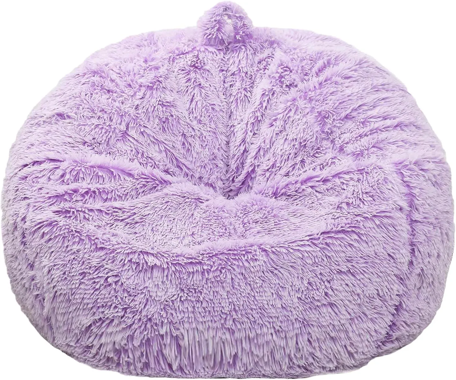 Fluffy Stuffed Animal Storage Bean Bag Chair Cover (No Filler), Faux Fur Comfy Bean Bag Cover for Organizing Plush Toys or Textile, for Adults Teens Kids Girls, Lavender