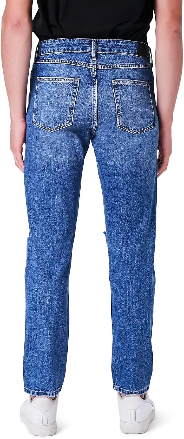 Forever 21 Men's Distressed Straight-Leg Jeans