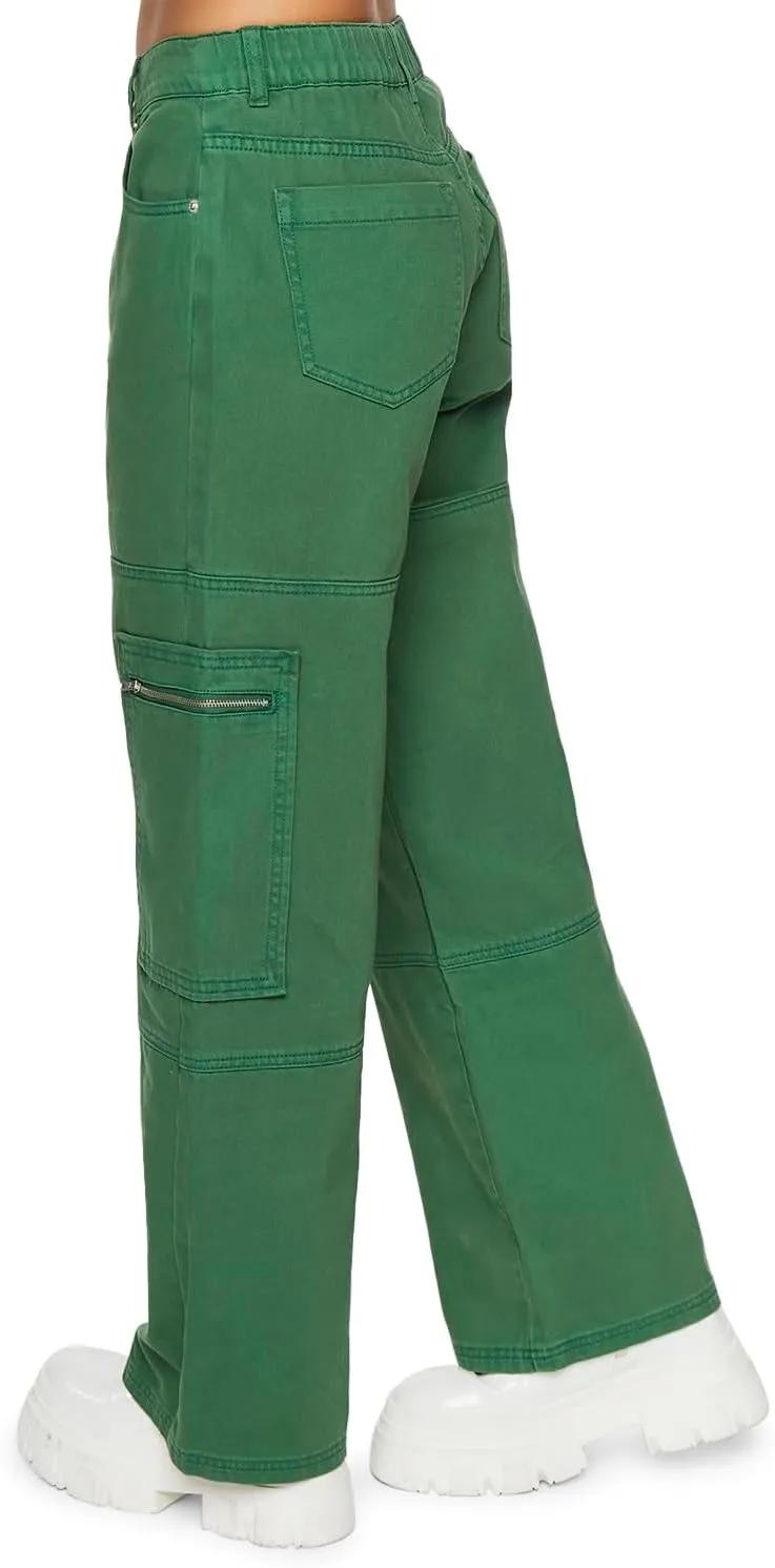 Forever 21 Women's Mid-Rise Denim Cargo Pants