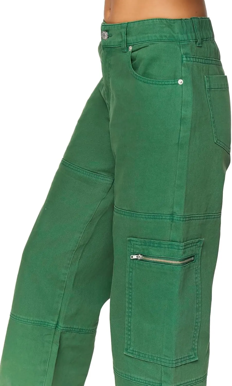 Forever 21 Women's Mid-Rise Denim Cargo Pants