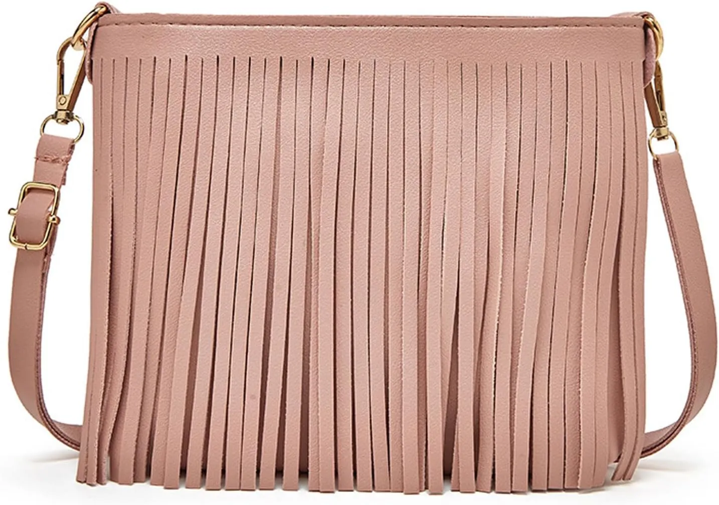 Fringe Crossbody Shoulder Bag Faux Leather Messenger Purse Western Cowgirl Tassel Handbags for Women, Pink