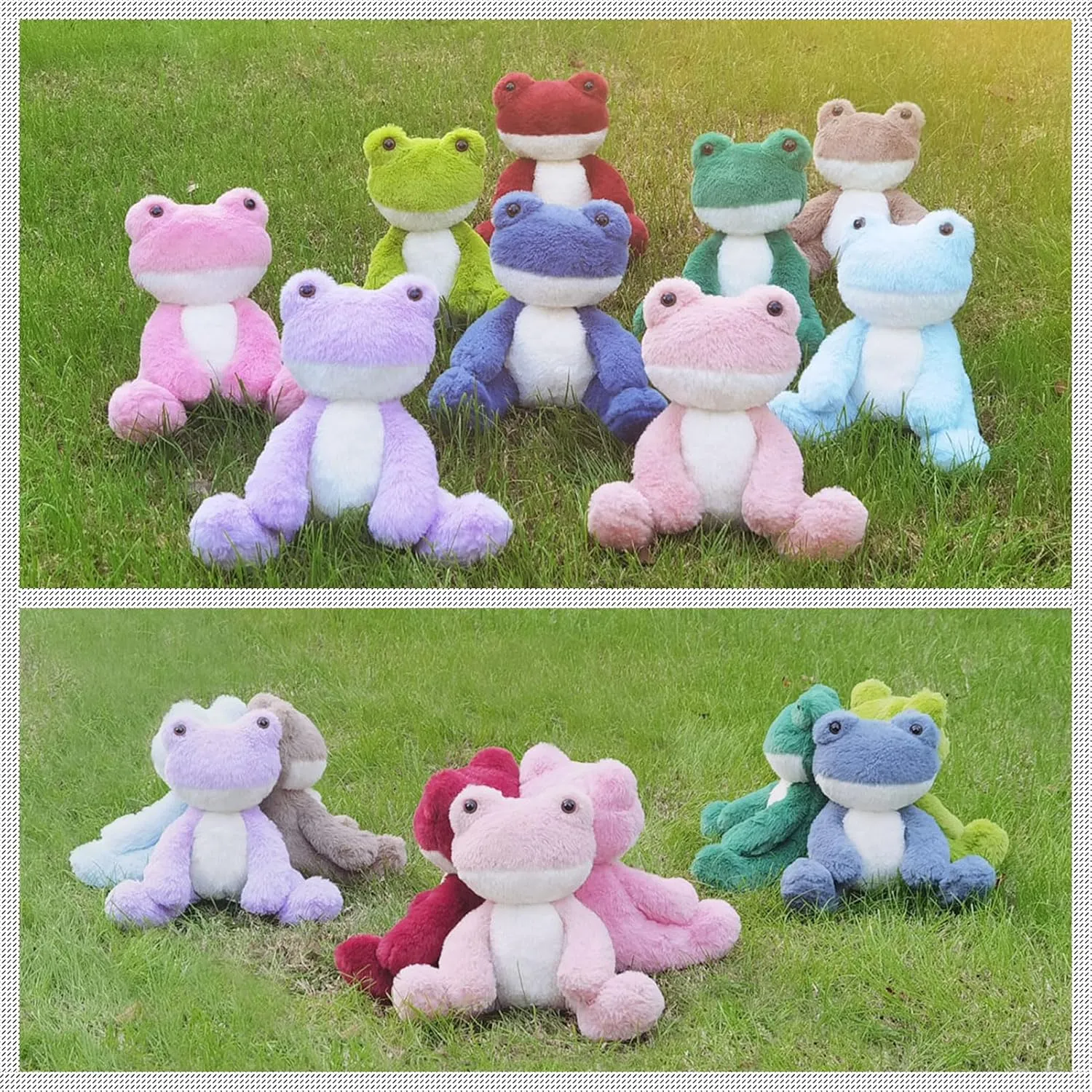 Frog Stuffed Animal, Pink Frog Plush Toy, Soft Cuddly Plushie Hugger Toy for Boys Girls, Gifts for Kids or Girlfriend, 8.5 Inches
