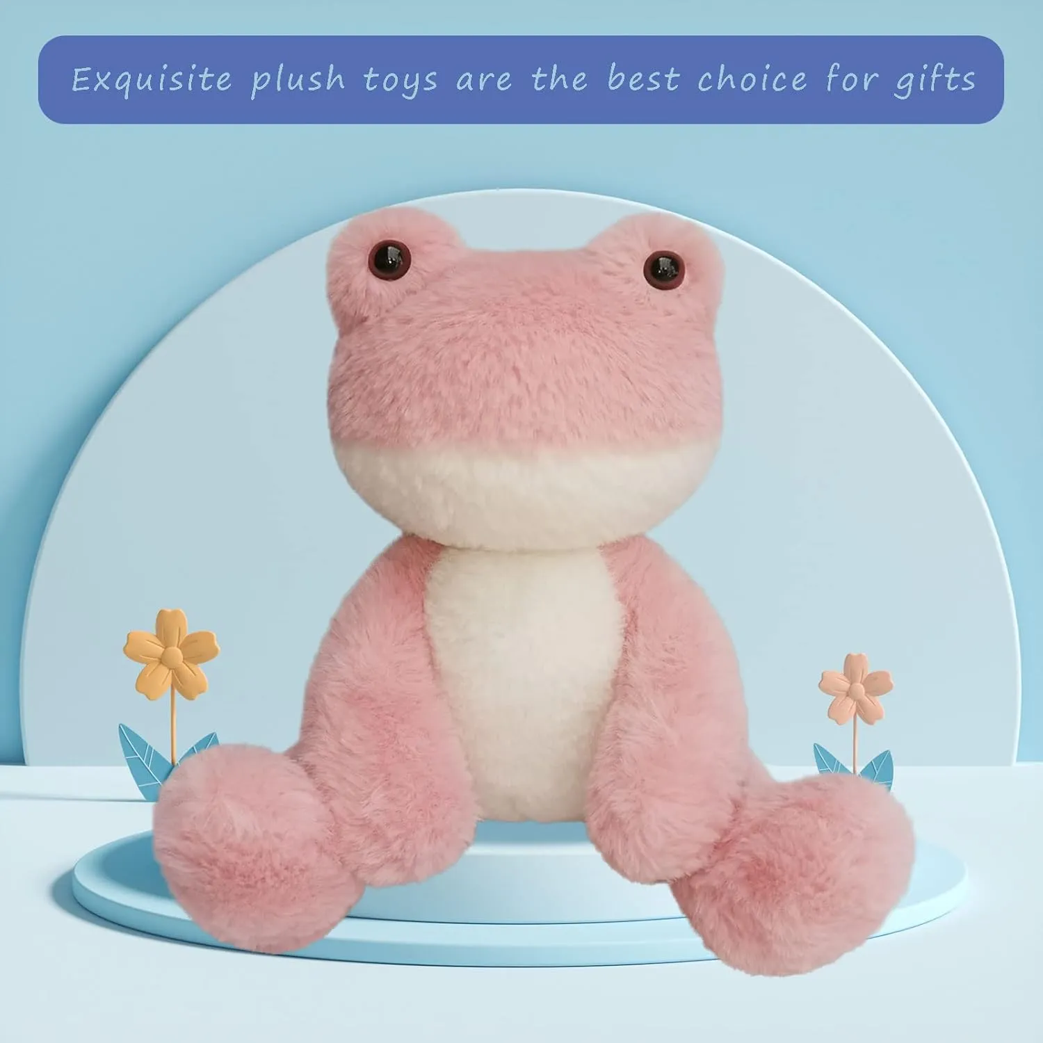 Frog Stuffed Animal, Pink Frog Plush Toy, Soft Cuddly Plushie Hugger Toy for Boys Girls, Gifts for Kids or Girlfriend, 8.5 Inches