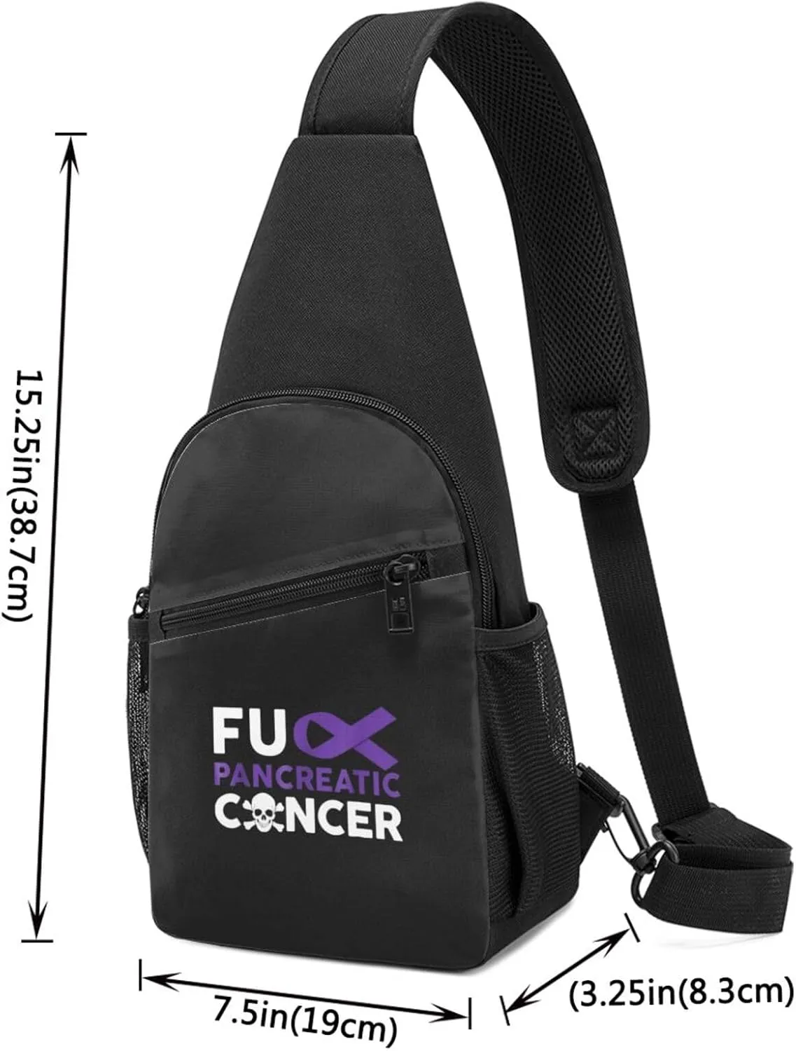 Fuck Pancreatic Cancer Unisex Chest Bag Lightweight Crossbody Shoulder Bag Travel Pocket