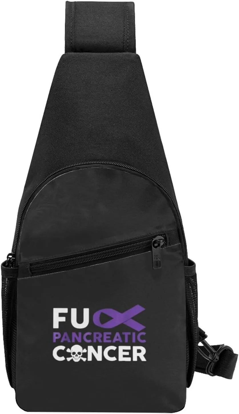 Fuck Pancreatic Cancer Unisex Chest Bag Lightweight Crossbody Shoulder Bag Travel Pocket