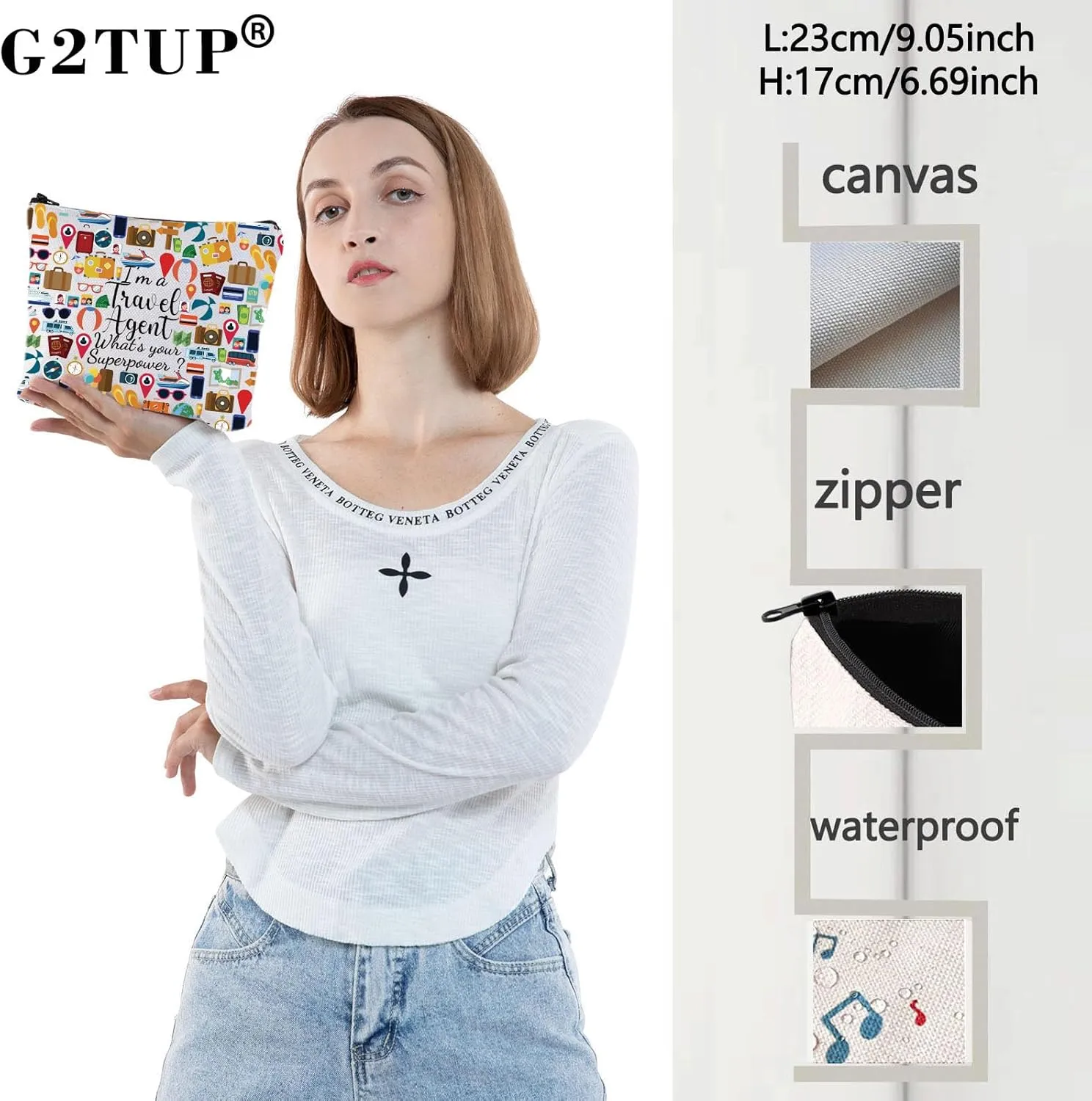 G2TUP Travel Agent Gift Thank You Travel Agent Toiletry Bag I' m a Travel Agent What's Your Superpower Zip Christmas Gifts