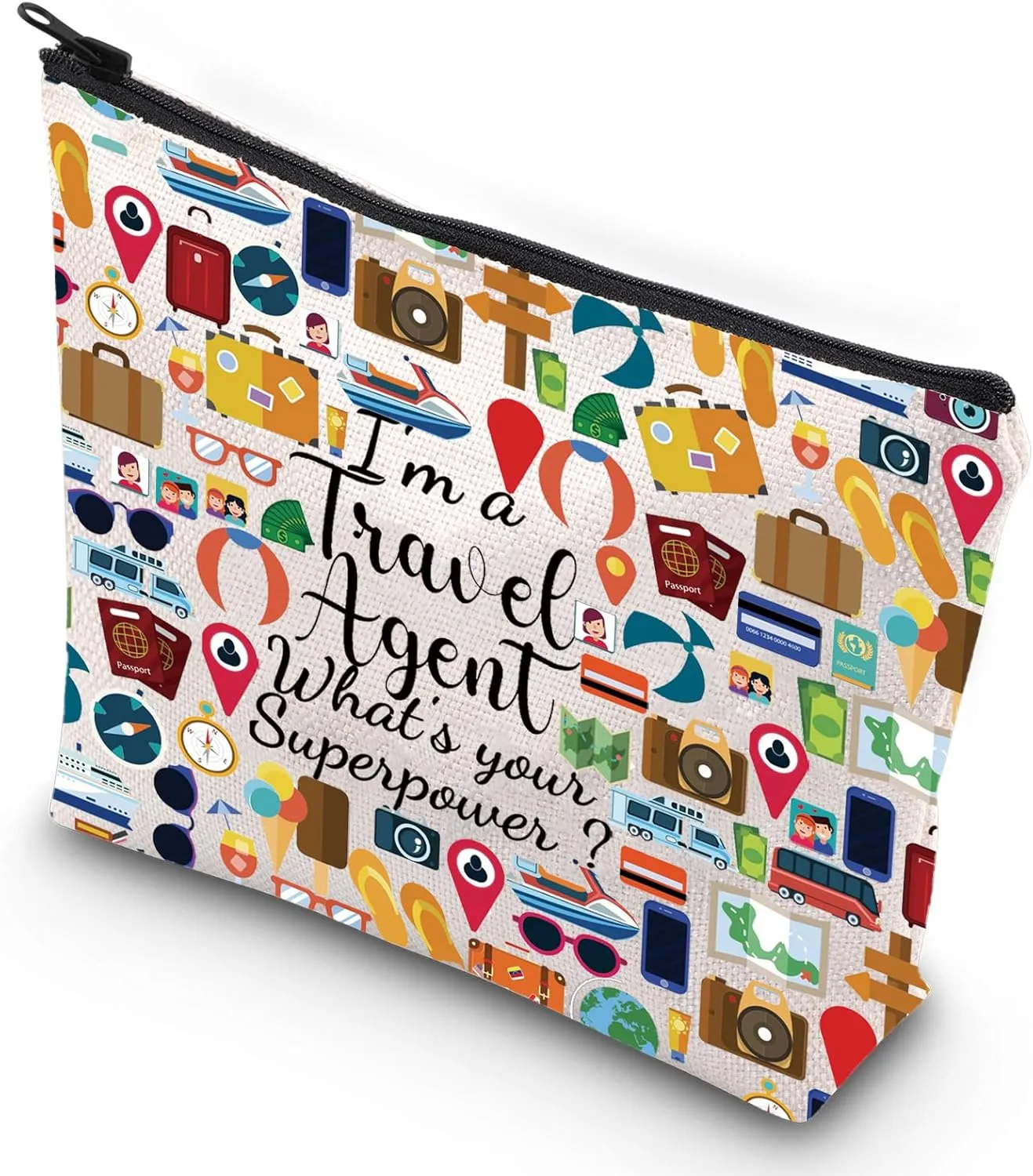 G2TUP Travel Agent Gift Thank You Travel Agent Toiletry Bag I' m a Travel Agent What's Your Superpower Zip Christmas Gifts