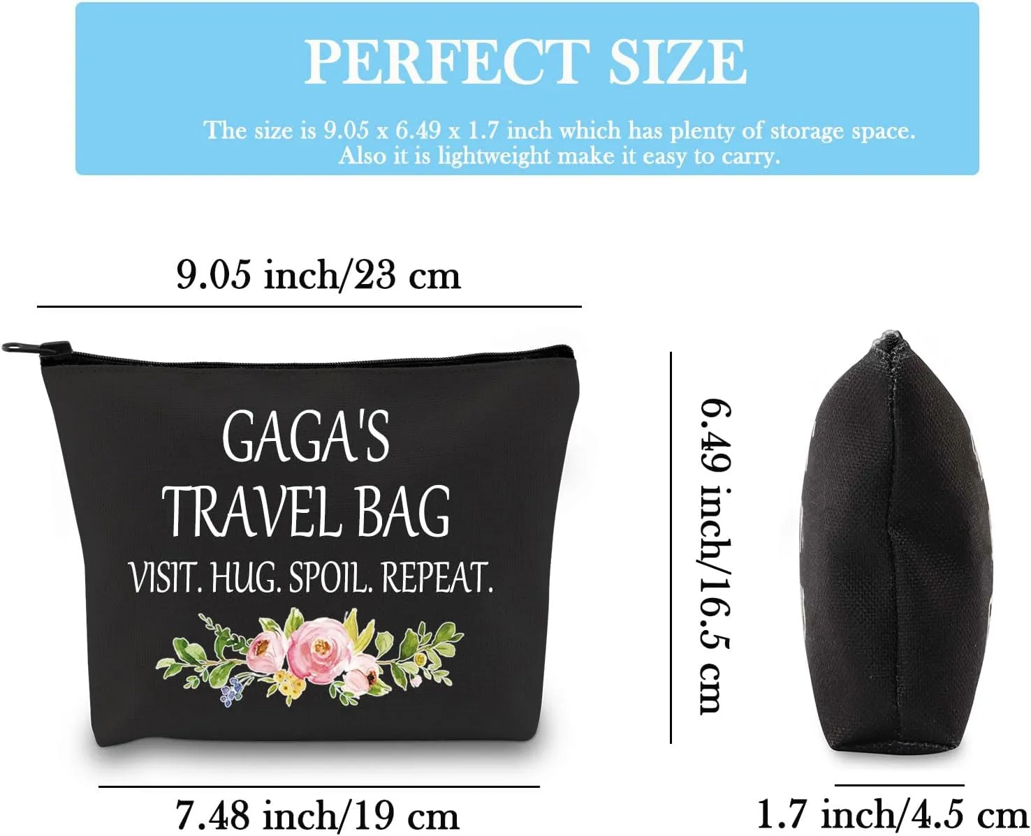 Gaga Gift Gaga Makeup Bag Gaga Appreciation Gift Grandma Toiletry Bag Travel Gift for Gaga (Gaga's Travel Black)