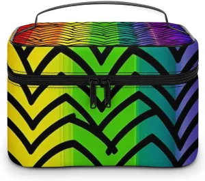 Gay Pride Rainbow Pattern Makeup Bag Portable Travel Cosmetic Bag Zipper Makeup Organizer Toiletry Bag for Women Ladies