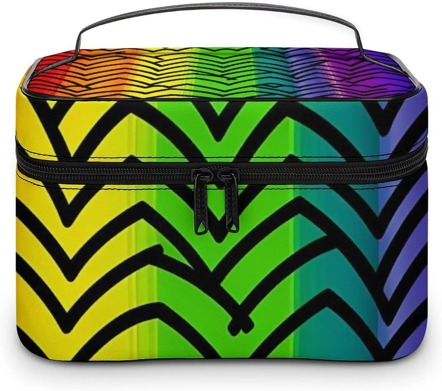 Gay Pride Rainbow Pattern Makeup Bag Portable Travel Cosmetic Bag Zipper Makeup Organizer Toiletry Bag for Women Ladies