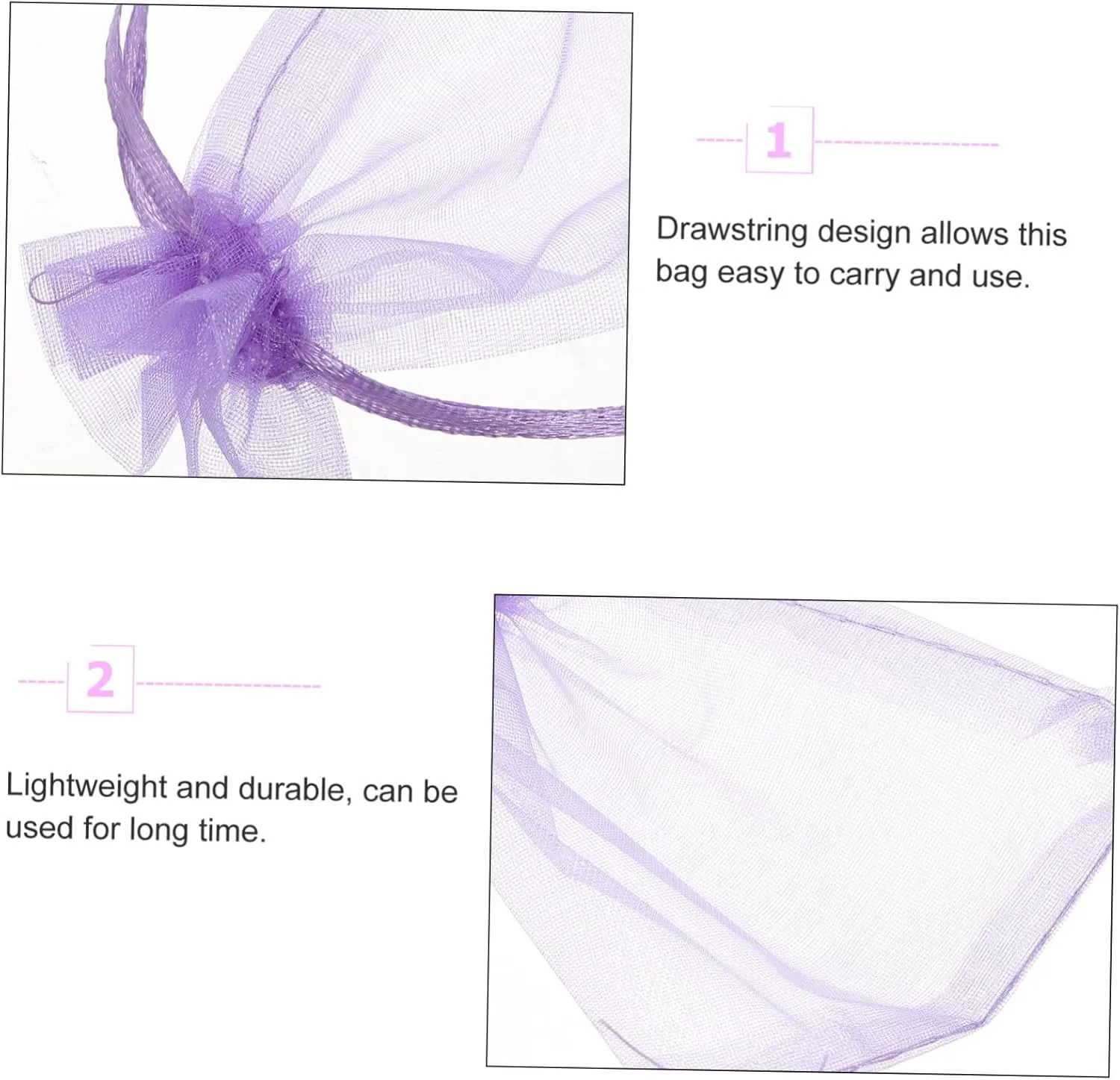 Generic 50pcs Organza Gift Bag Jewelry Wrapping Bags Cookie Bags Clear Packaging Bags Small Halloween Mesh Party Decoration Mini Presents Bags Mesh Bags Gifts Bag Gauze Bag Candy Purple