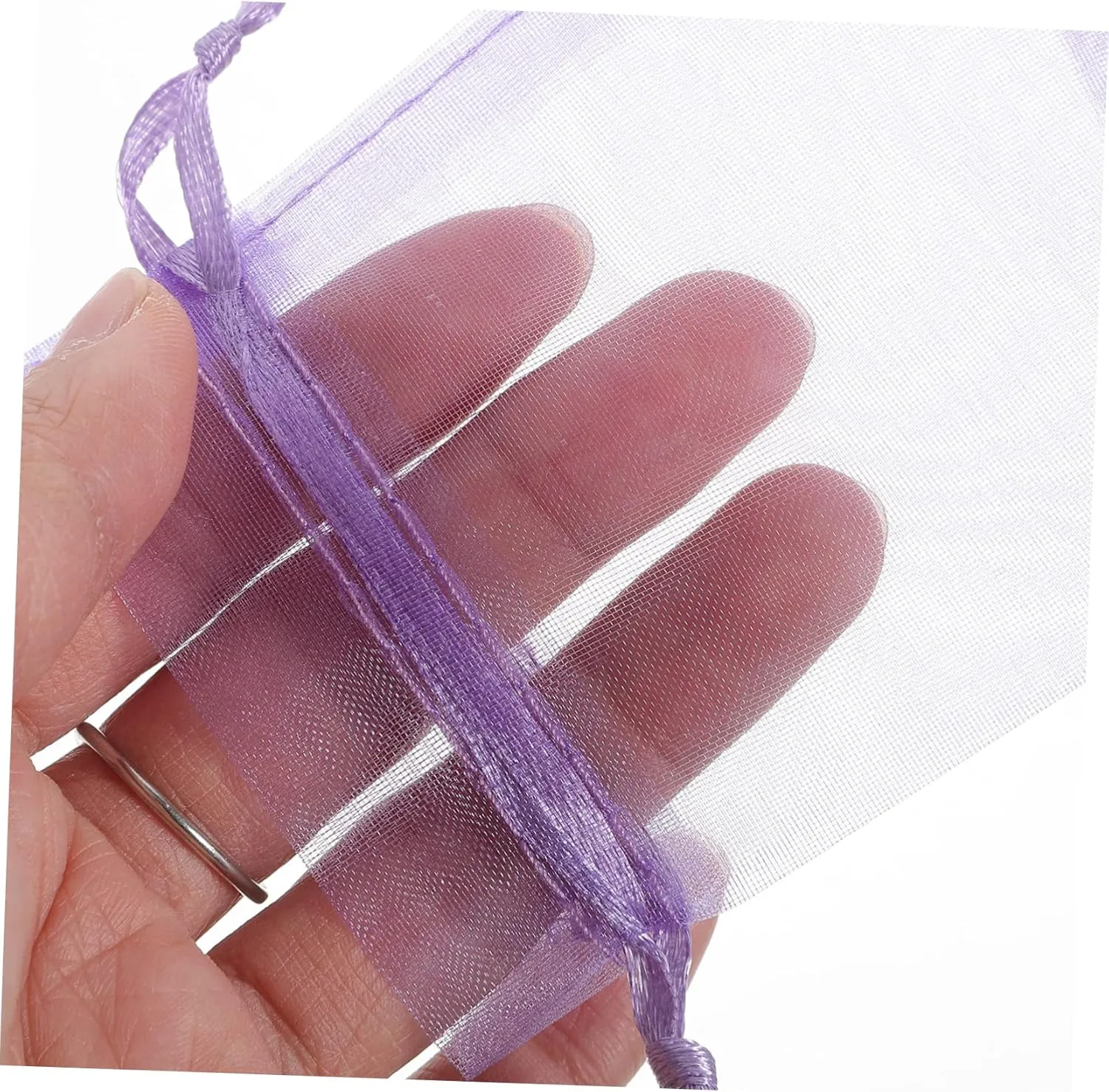 Generic 50pcs Organza Gift Bag Jewelry Wrapping Bags Cookie Bags Clear Packaging Bags Small Halloween Mesh Party Decoration Mini Presents Bags Mesh Bags Gifts Bag Gauze Bag Candy Purple