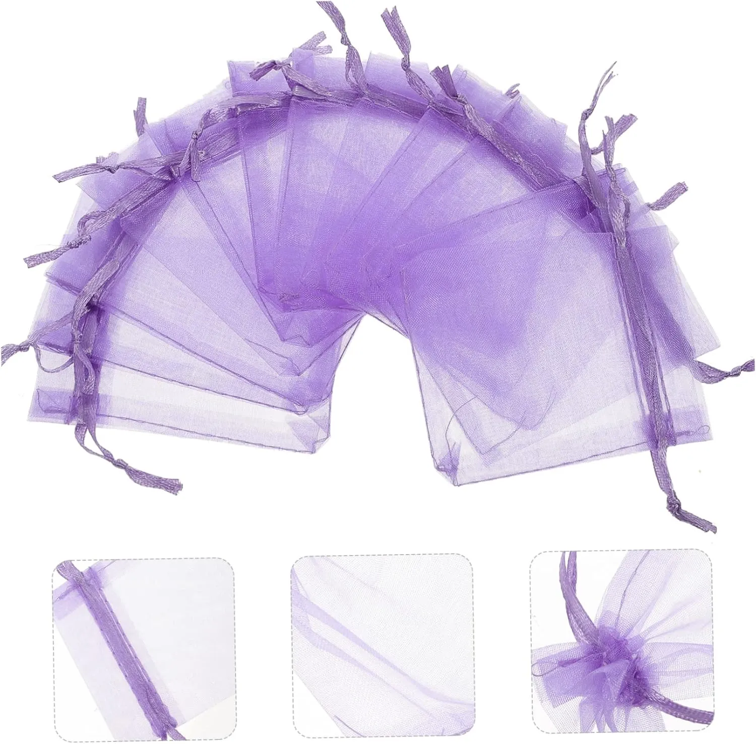 Generic 50pcs Organza Gift Bag Jewelry Wrapping Bags Cookie Bags Clear Packaging Bags Small Halloween Mesh Party Decoration Mini Presents Bags Mesh Bags Gifts Bag Gauze Bag Candy Purple