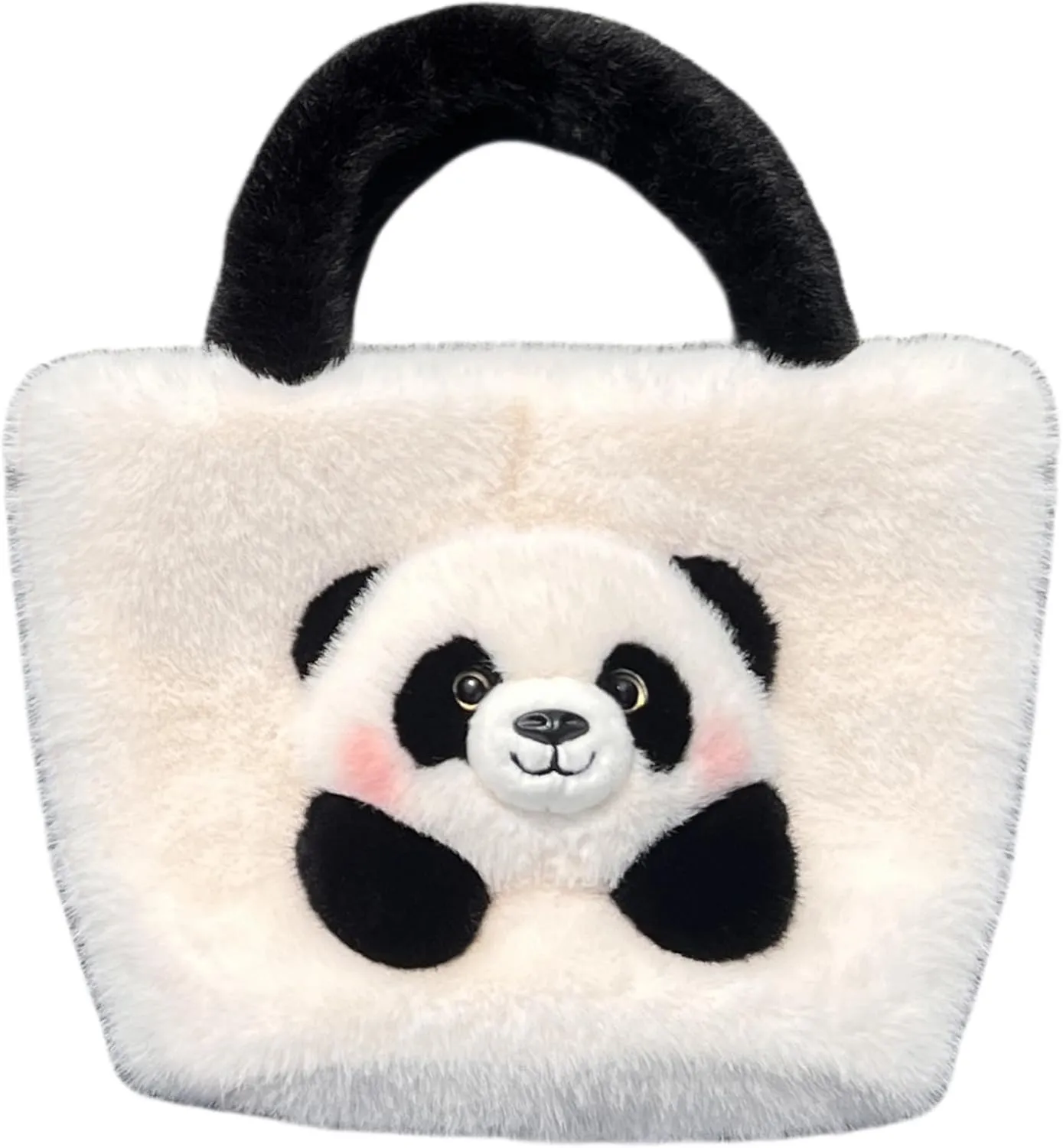 Girls' Animal Plush Handbag Small Size Crossbody Bag Cute Panda Doll Furry Purse