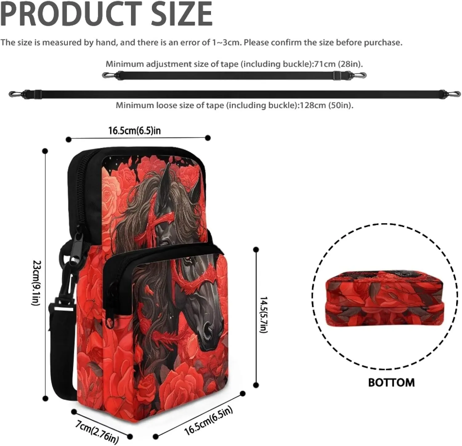 Girls Crossbody Shoulder Bag with Zipper, 2 Layer Messenger Bags for Women Men