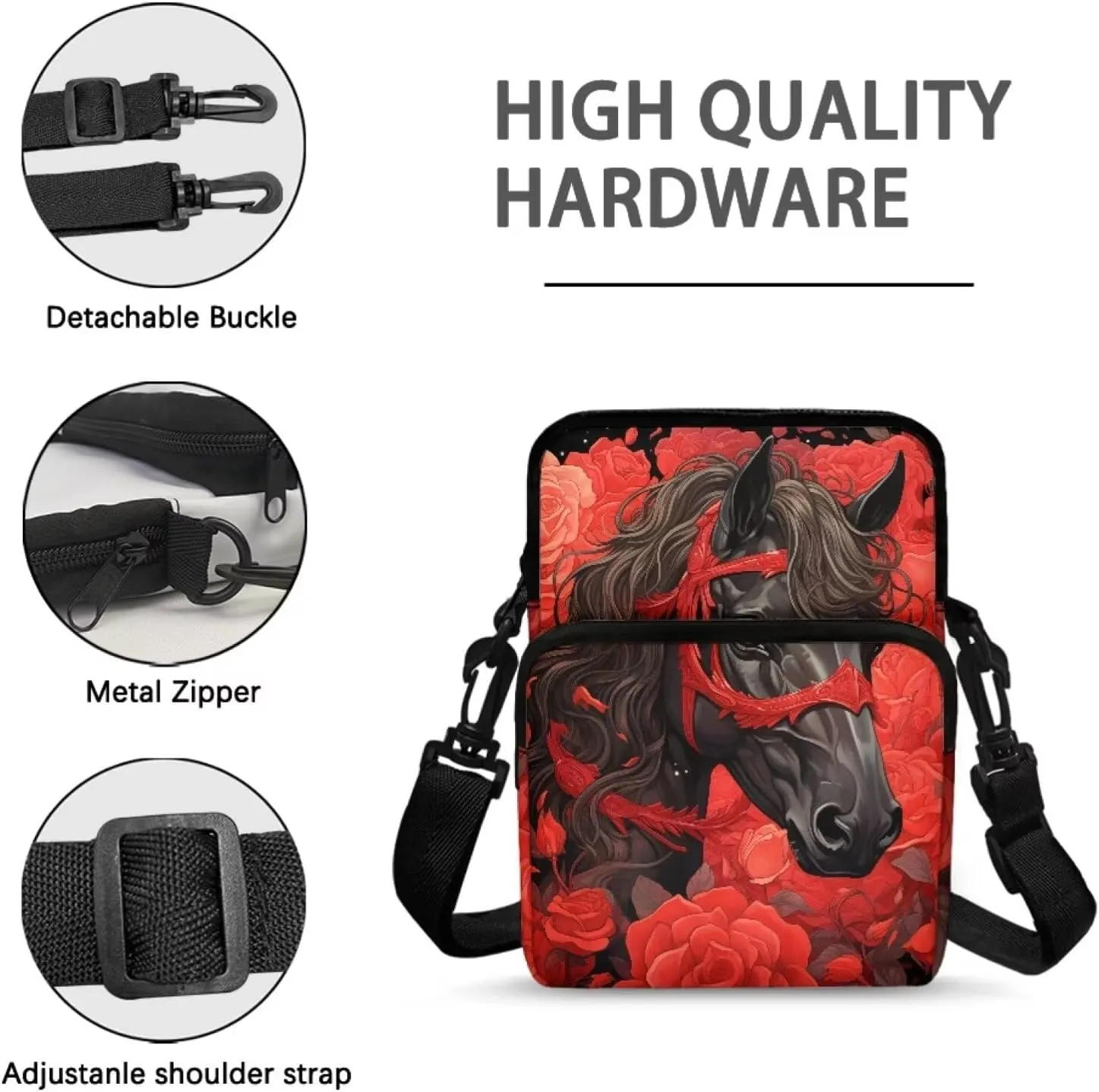Girls Crossbody Shoulder Bag with Zipper, 2 Layer Messenger Bags for Women Men