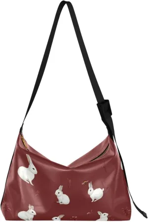Girls Shoulder Bag Crossbody Fall Womens Crossbody Tote Bag Large Shoulder Purse Funny Dwarf Rabbit Burgundy