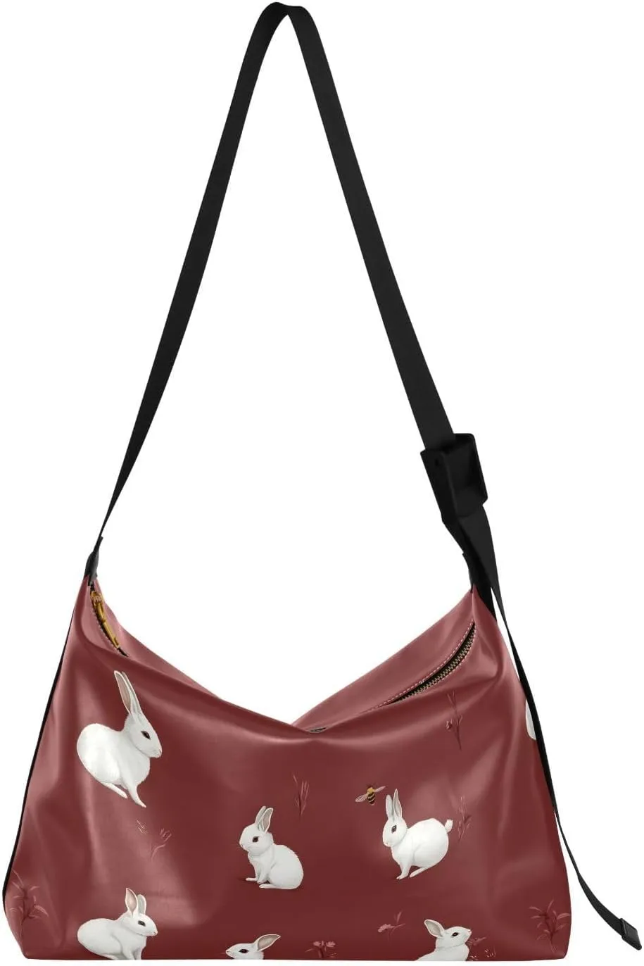 Girls Shoulder Bag Crossbody Fall Womens Crossbody Tote Bag Large Shoulder Purse Funny Dwarf Rabbit Burgundy