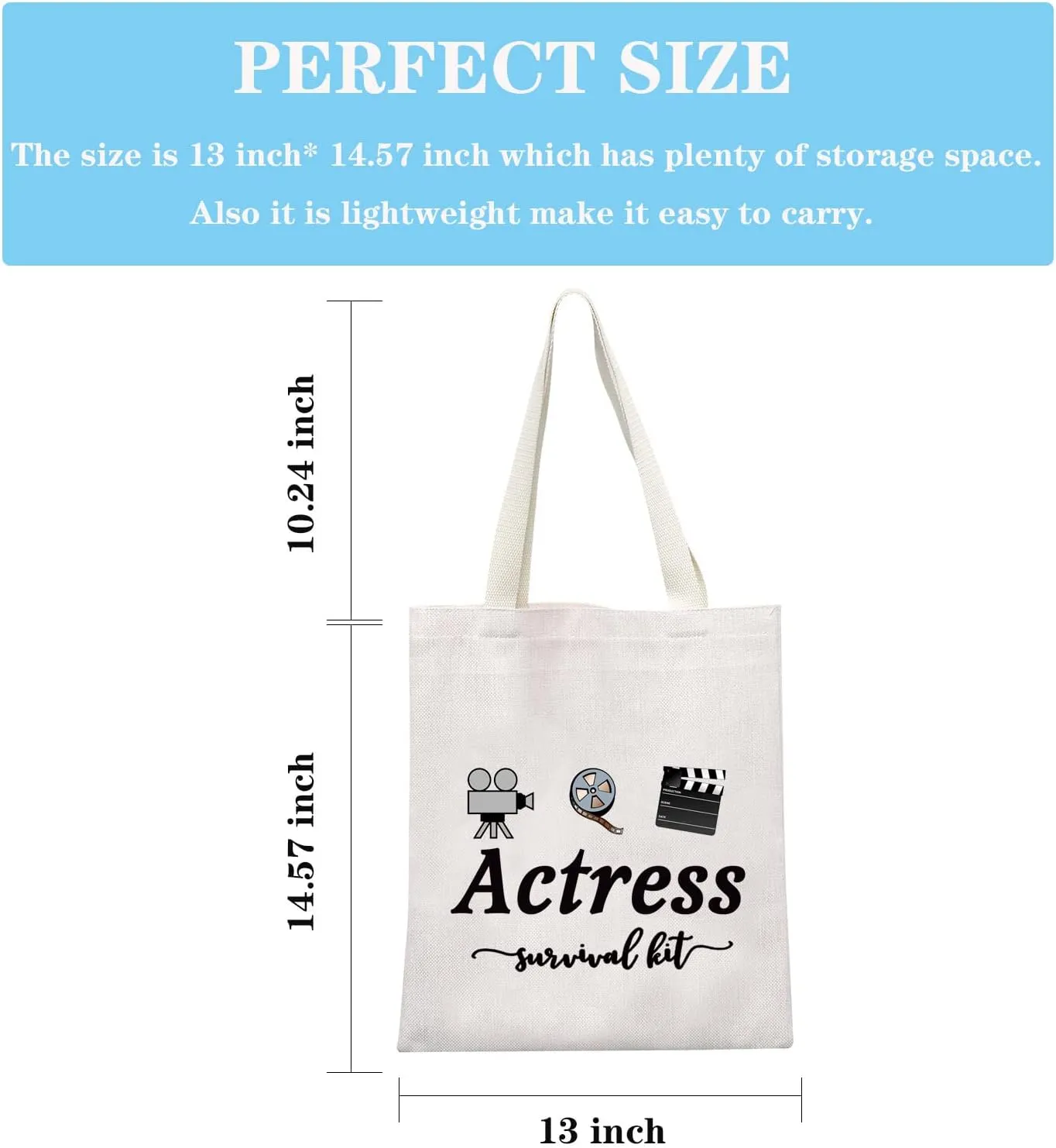 GJTIM Actress Gift Actress Survival Kit Theatre Acting Gift Zipper Pouch Funny Makeup Bag for Drama Student (Survival Kit Actress Tote)