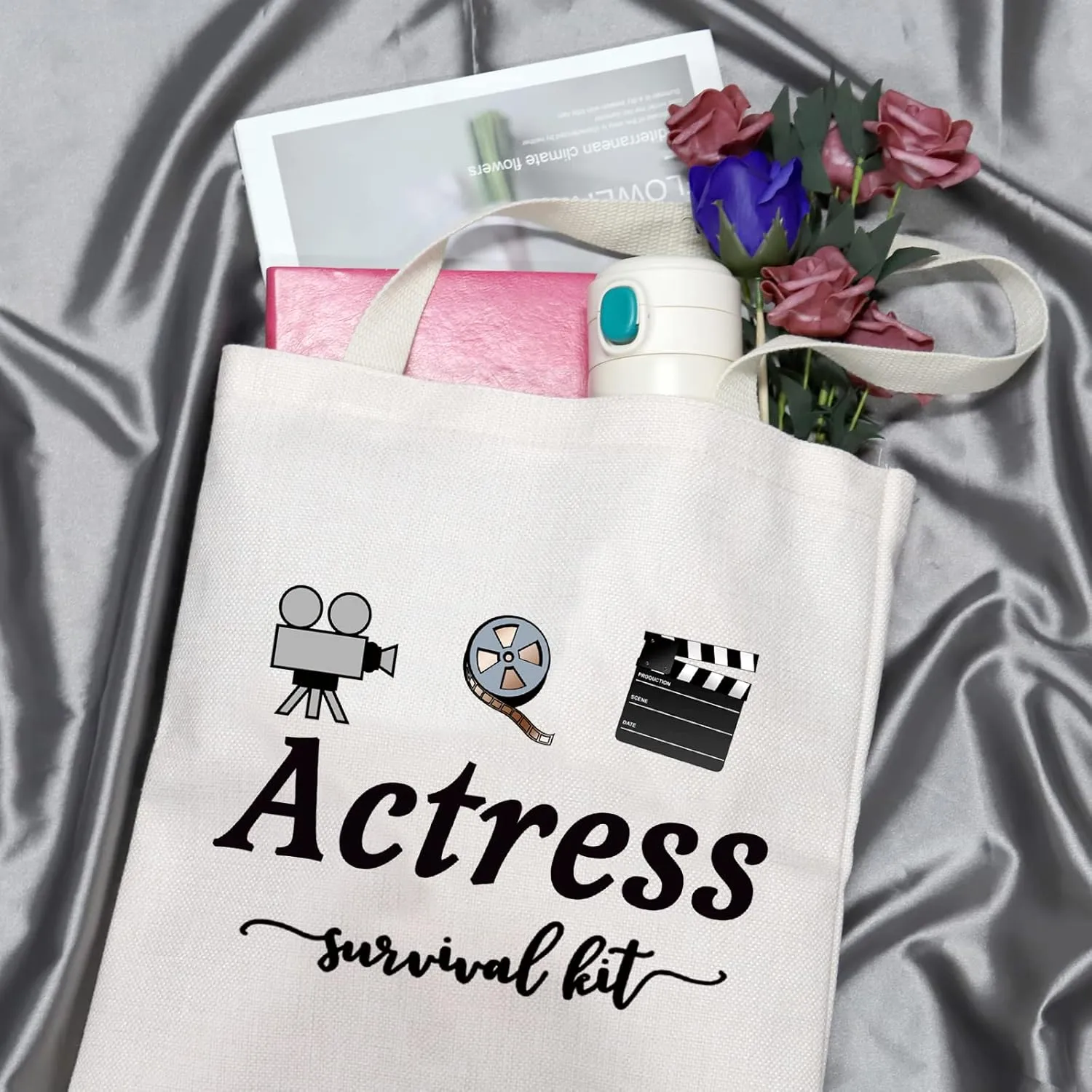 GJTIM Actress Gift Actress Survival Kit Theatre Acting Gift Zipper Pouch Funny Makeup Bag for Drama Student (Survival Kit Actress Tote)