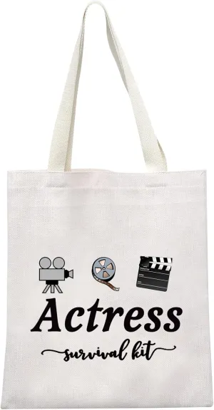 GJTIM Actress Gift Actress Survival Kit Theatre Acting Gift Zipper Pouch Funny Makeup Bag for Drama Student (Survival Kit Actress Tote)