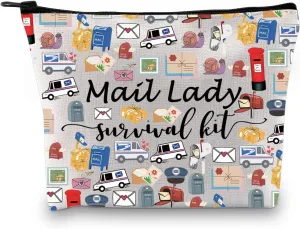 GJTIM Mail Lady Survival Kit Postal Worker Gift Zipper Pouch Makeup Bag Appreciation Gift for Mail Carrier Mailman (Survival Mail Lady 2 Bag)