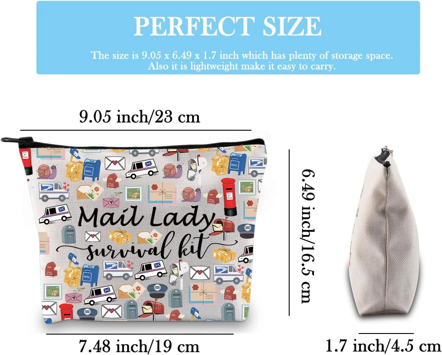 GJTIM Mail Lady Survival Kit Postal Worker Gift Zipper Pouch Makeup Bag Appreciation Gift for Mail Carrier Mailman (Survival Mail Lady 2 Bag)