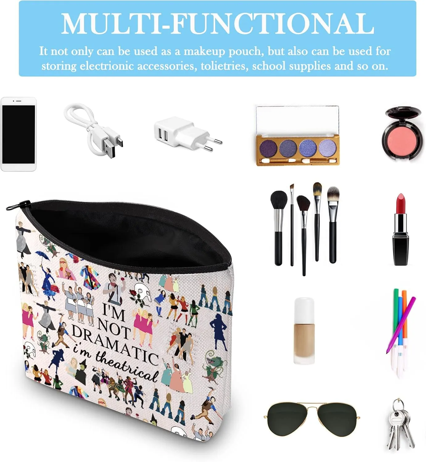GJTIM Musical Gift Theatre Bag I'm Not Dramatic I'm Theatrical Musical Theatre Gift Zipper Pouch