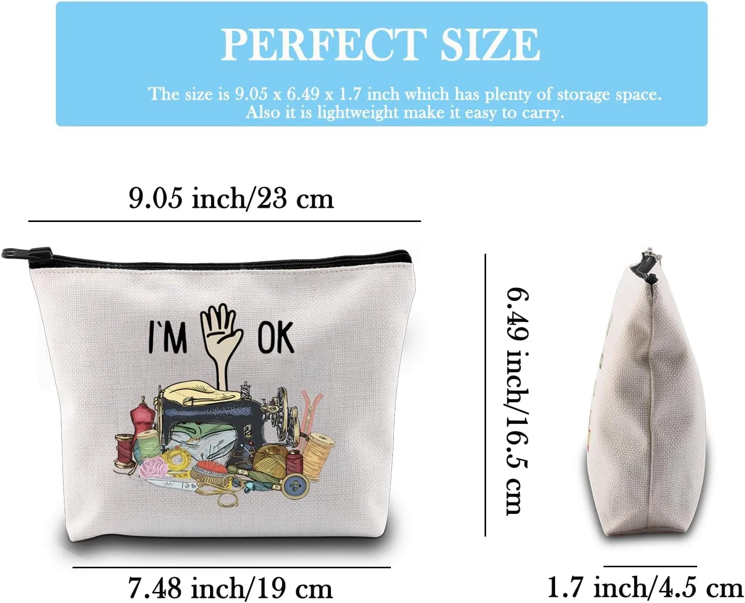 GJTIM Quilting Themed Gift Sewing Gift Sewing Storage Bag Stitching Makeup Bag For Quilters Seamstress Tailors Sewing Lovers (OK Sewing Bag)