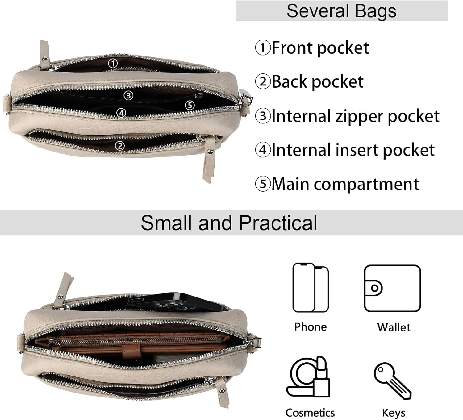 Gladdon Small Crossbody Bags for Women Vegan Leather Trendy Purse with Wide Shoulder Strap