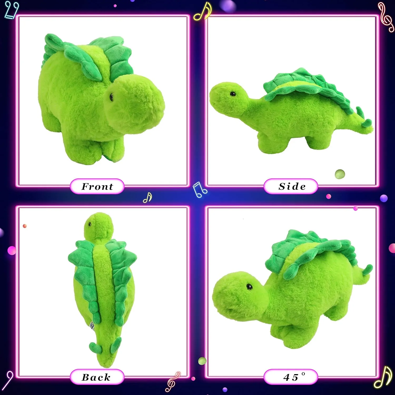Glow Guards Light up Dinosaur Stuffed Animal LED Soft Stegosaurus Plush Toy with Magic Night Lights Glowing Birthday Children's Day for Toddler Kids, 16''