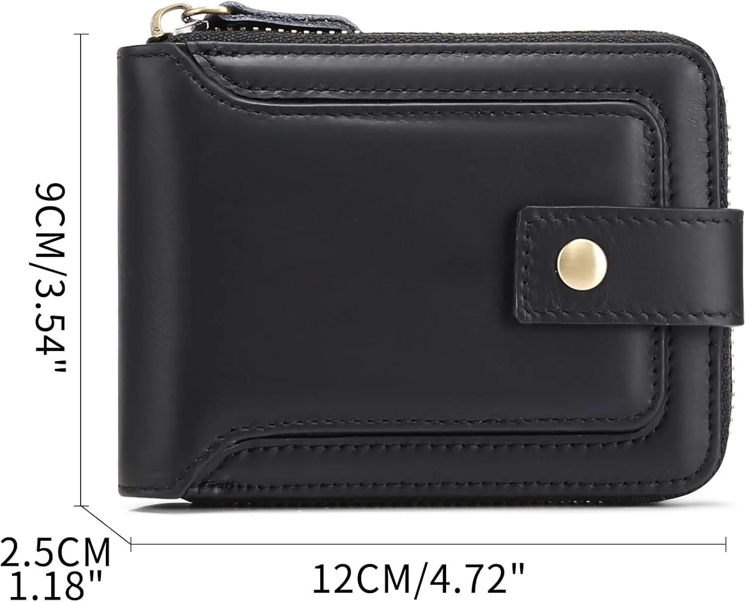 GOIACII Zipper Wallet for Men Genuine Leather RFID Blocking Mens Wallet with Zipper Coin Pocket ID Window Zipper Wallets Large Capacity