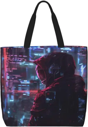 Hacker Era Print zipper shoulder bag for women.Beach,travel and daily use,lightweight,stylish
