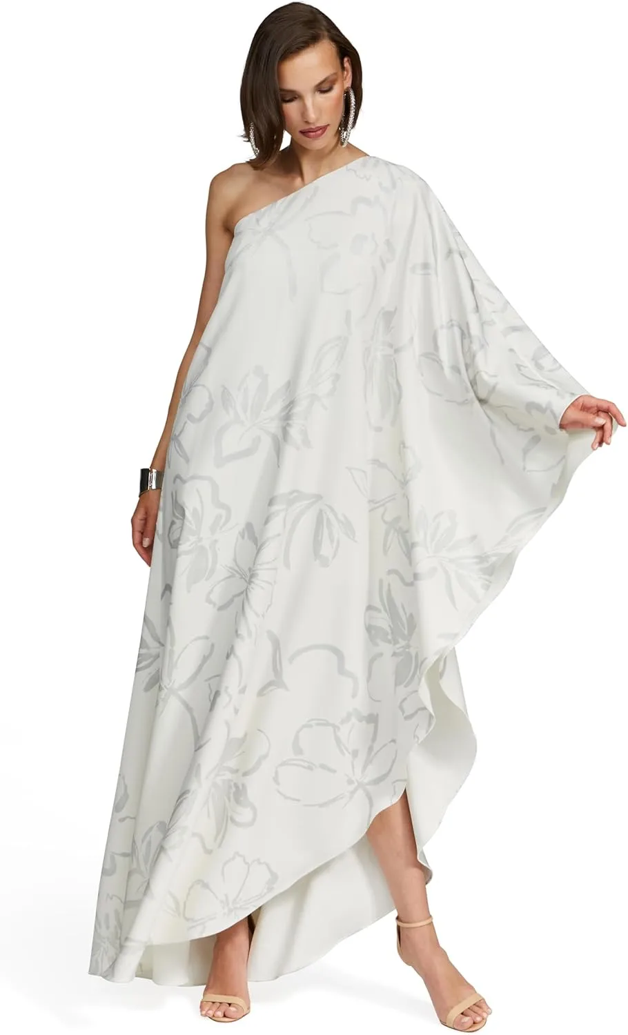 HALSTON womens Nevean Caftain in Foil Crepe