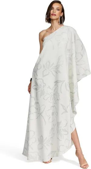 HALSTON womens Nevean Caftain in Foil Crepe