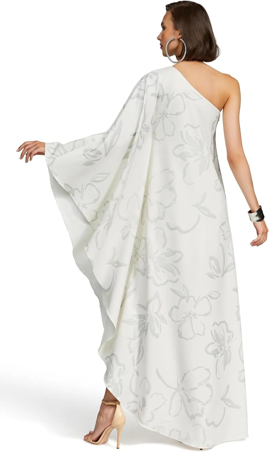 HALSTON womens Nevean Caftain in Foil Crepe