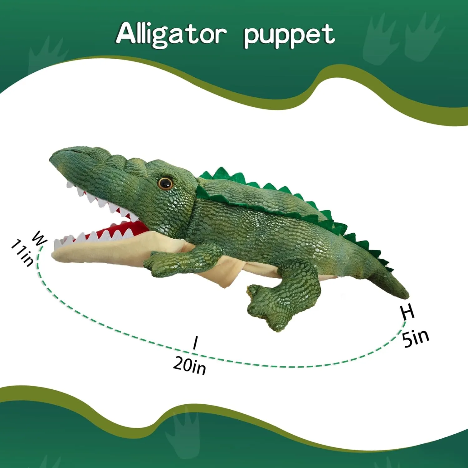 Hand Puppet Crocodile Puppet,Puppet with Movable Mouth, Role Play Story Animal Puppets,Soft Stuffed Crocodile Hand Puppets for Kids
