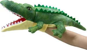 Hand Puppet Crocodile Puppet,Puppet with Movable Mouth, Role Play Story Animal Puppets,Soft Stuffed Crocodile Hand Puppets for Kids