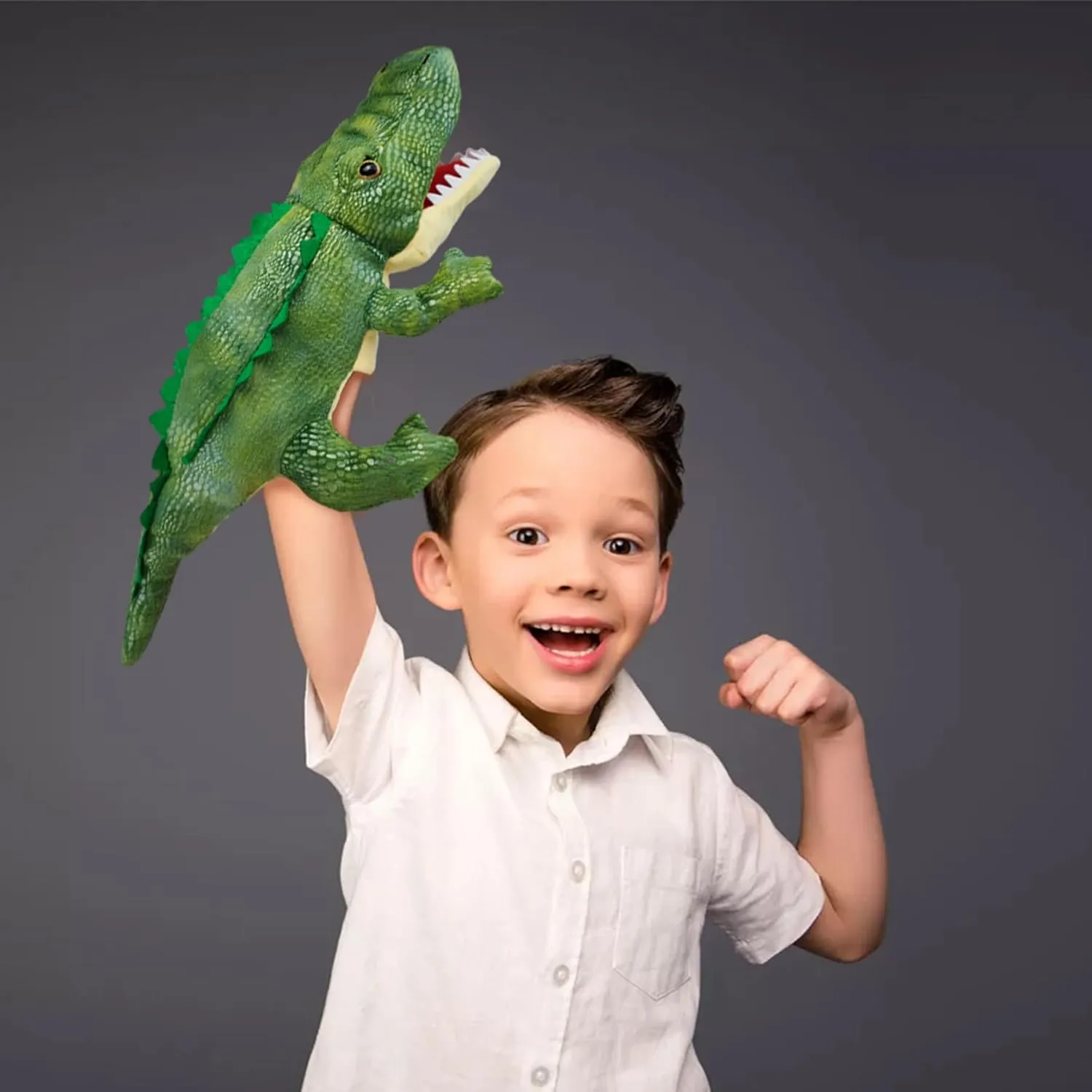 Hand Puppet Crocodile Puppet,Puppet with Movable Mouth, Role Play Story Animal Puppets,Soft Stuffed Crocodile Hand Puppets for Kids