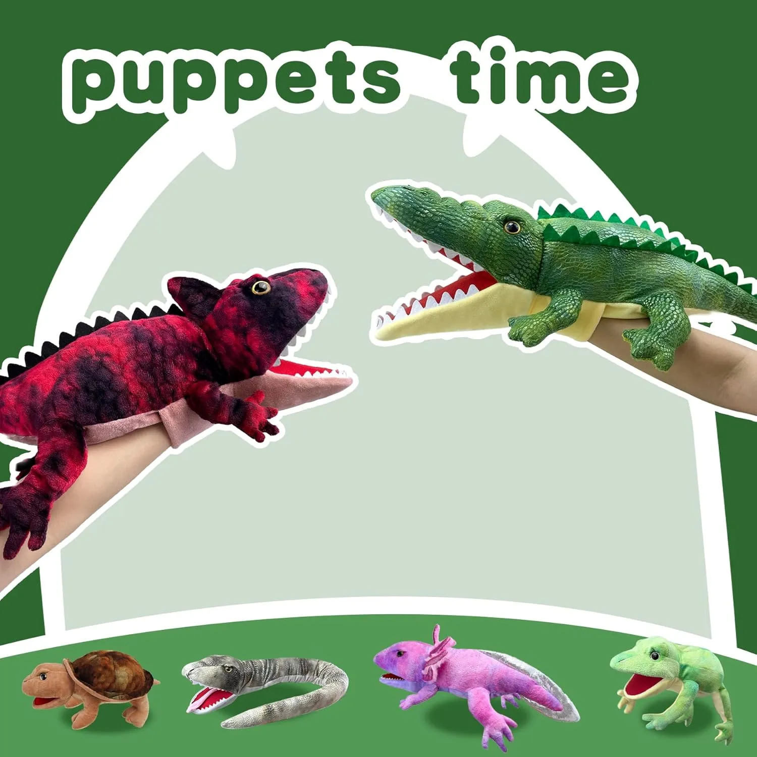 Hand Puppet Crocodile Puppet,Puppet with Movable Mouth, Role Play Story Animal Puppets,Soft Stuffed Crocodile Hand Puppets for Kids