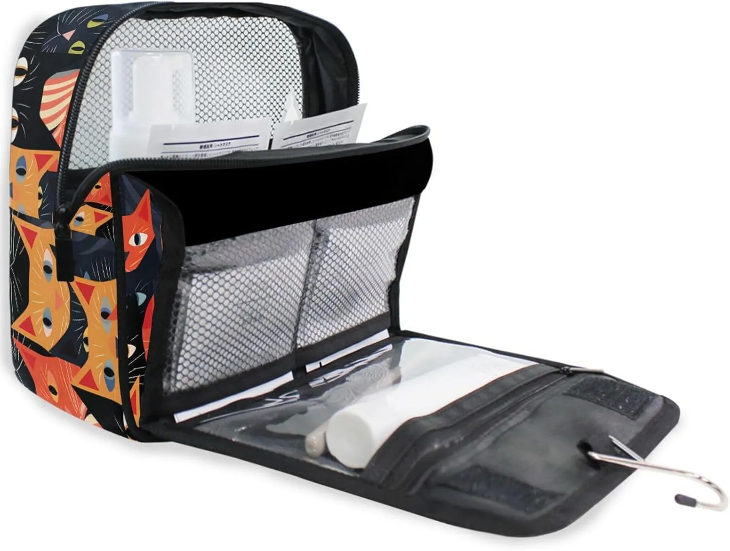 Hanging Toiletry Bag Black Cat Travel Makeup bag for Toiletries Portable Travel Toiletry Organizer Cosmetic Bags with Hanging Hook