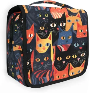 Hanging Toiletry Bag Black Cat Travel Makeup bag for Toiletries Portable Travel Toiletry Organizer Cosmetic Bags with Hanging Hook