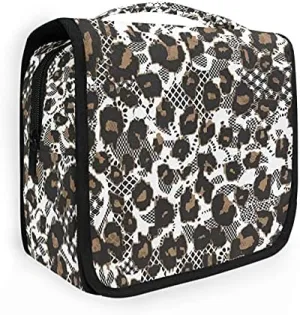 Hanging Toiletry Bag Brown Leopard Makeup Travel bag for Toiletries Portable Toiletry Organizer Bags Clear Toiletry Cosmetic Kit