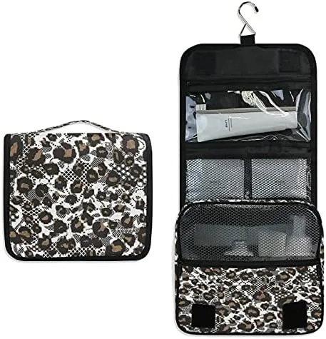 Hanging Toiletry Bag Brown Leopard Makeup Travel bag for Toiletries Portable Toiletry Organizer Bags Clear Toiletry Cosmetic Kit