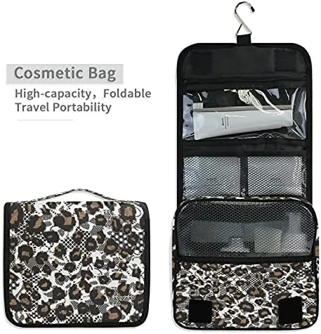 Hanging Toiletry Bag Brown Leopard Makeup Travel bag for Toiletries Portable Toiletry Organizer Bags Clear Toiletry Cosmetic Kit